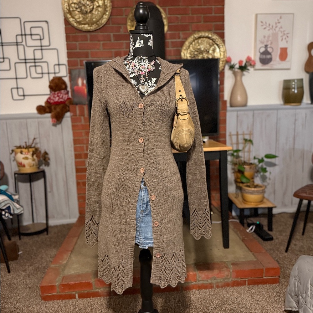 BCBGMaxAzria Taupe Knit Cardigan